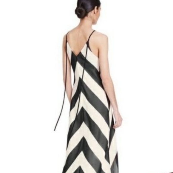 NWOT Christopher John Rogers Black White Striped maxi slip  dress sz 12 - Picture 2 of 11